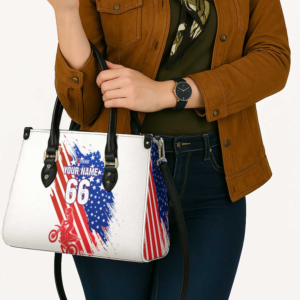 Custom Patriotic Motocross Leather Bag with American Flag - Wonder Print Shop