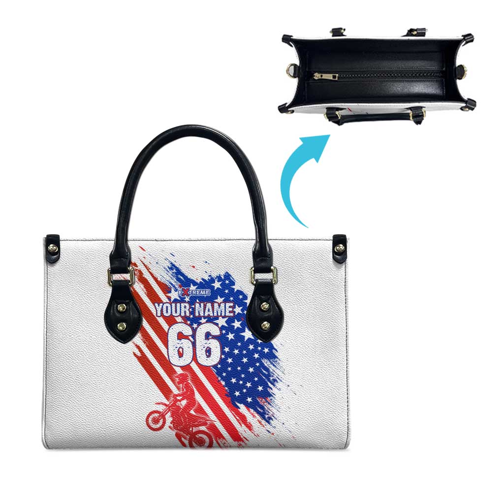 Custom Patriotic Motocross Leather Bag with American Flag - Wonder Print Shop
