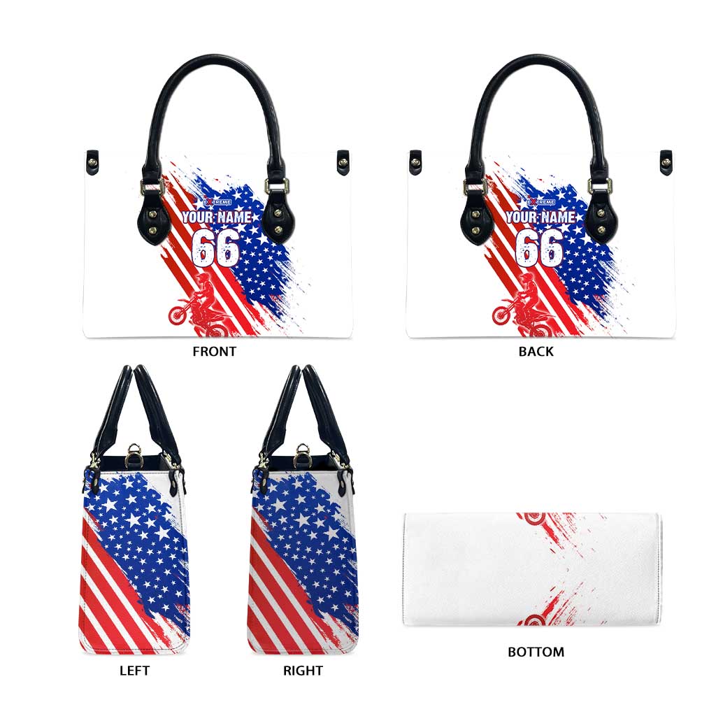 Custom Patriotic Motocross Leather Bag with American Flag - Wonder Print Shop