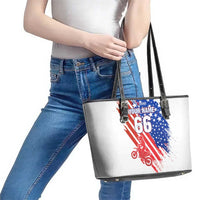 Custom Patriotic Motocross Leather Tote Bag with American Flag - Wonder Print Shop