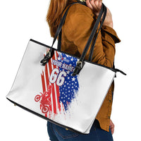 Custom Patriotic Motocross Leather Tote Bag with American Flag - Wonder Print Shop