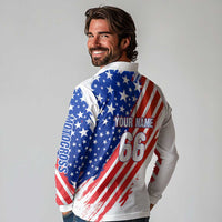 Custom Patriotic Motocross Long Sleeve Polo Shirt with American Flag - Wonder Print Shop
