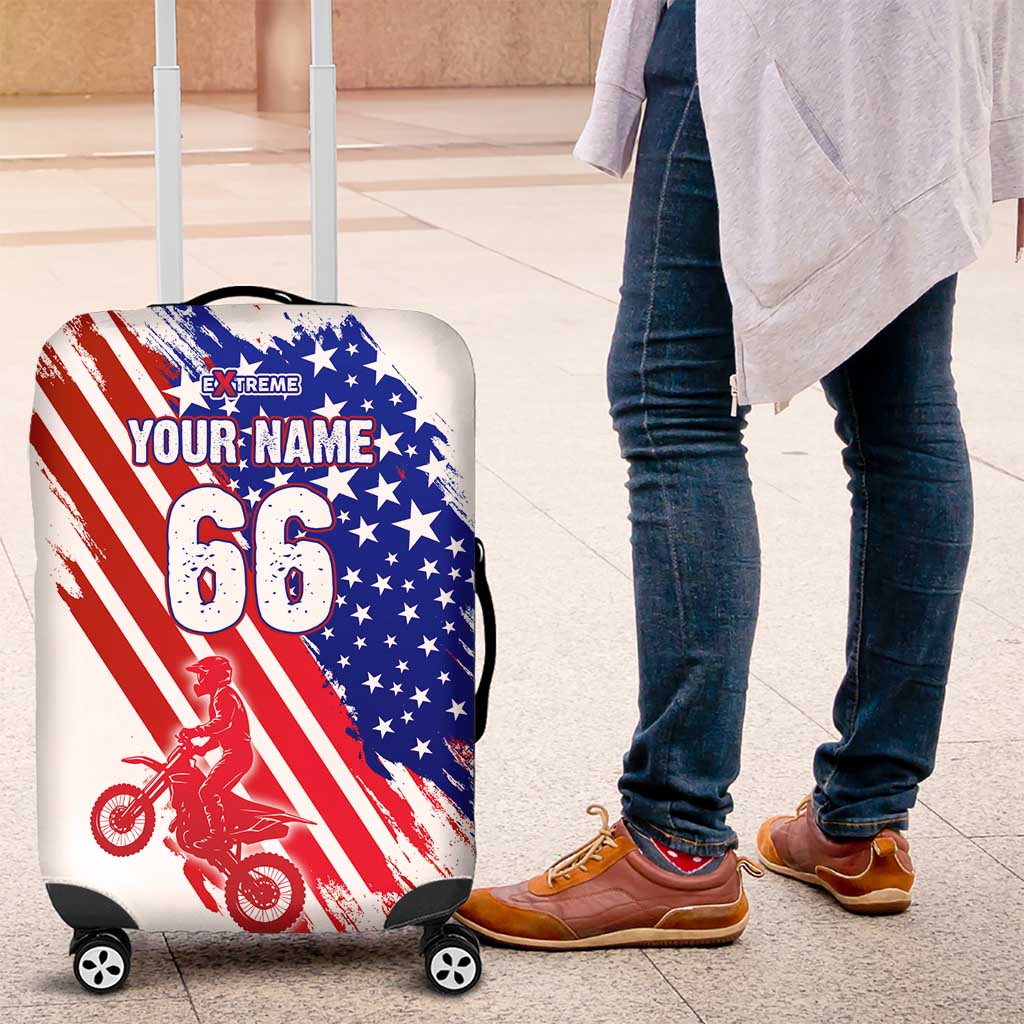 Custom Patriotic Motocross Luggage Cover with American Flag - Wonder Print Shop