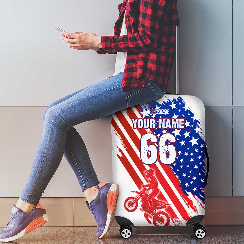 Custom Patriotic Motocross Luggage Cover with American Flag - Wonder Print Shop