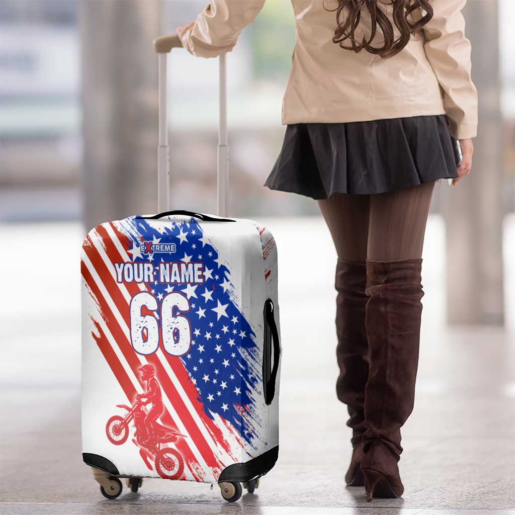 Custom Patriotic Motocross Luggage Cover with American Flag - Wonder Print Shop