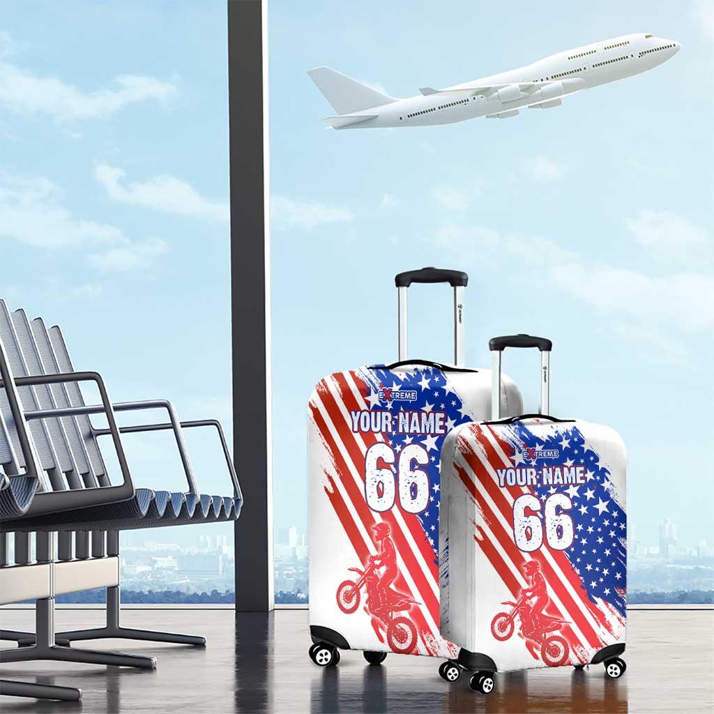 Custom Patriotic Motocross Luggage Cover with American Flag - Wonder Print Shop