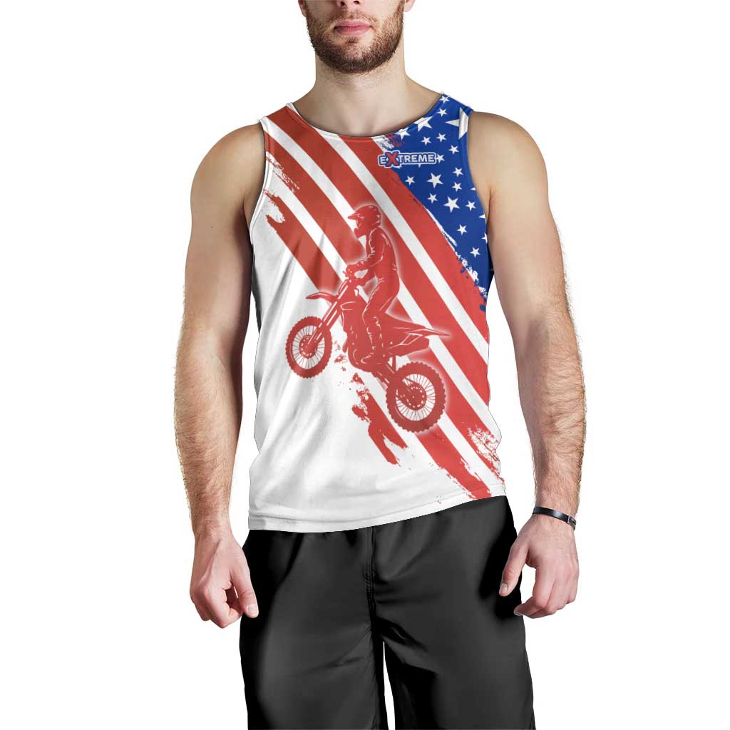 Custom Patriotic Motocross Men Tank Top with American Flag - Wonder Print Shop