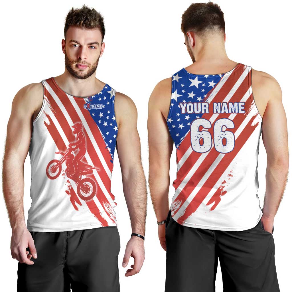 Custom Patriotic Motocross Men Tank Top with American Flag - Wonder Print Shop
