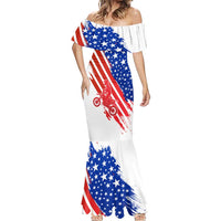 Custom Patriotic Motocross Mermaid Dress with American Flag - Wonder Print Shop
