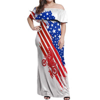 Custom Patriotic Motocross Off Shoulder Maxi Dress with American Flag - Wonder Print Shop