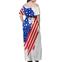 Custom Patriotic Motocross Off Shoulder Maxi Dress with American Flag - Wonder Print Shop