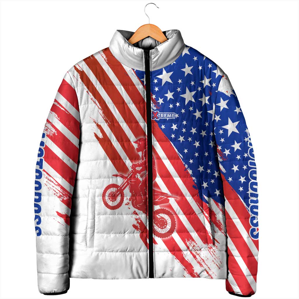 Custom Patriotic Motocross Padded Jacket with American Flag - Wonder Print Shop