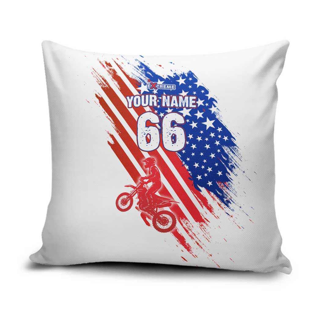 Custom Patriotic Motocross Pillow Cover with American Flag - Wonder Print Shop