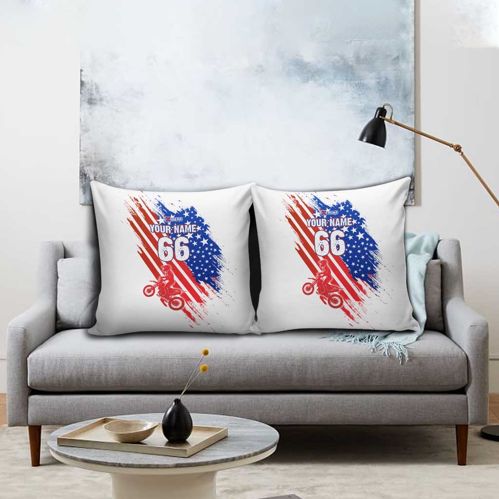 Custom Patriotic Motocross Pillow Cover with American Flag - Wonder Print Shop