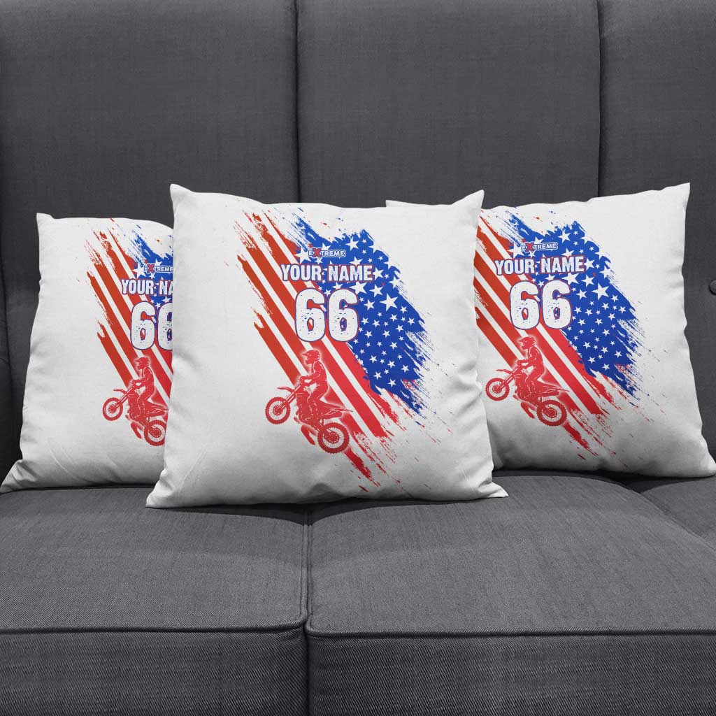 Custom Patriotic Motocross Pillow Cover with American Flag - Wonder Print Shop
