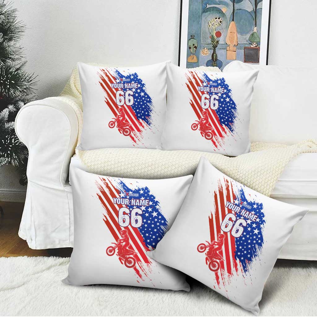 Custom Patriotic Motocross Pillow Cover with American Flag - Wonder Print Shop