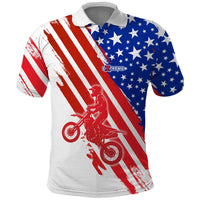 Custom Patriotic Motocross Polo Shirt with American Flag - Wonder Print Shop