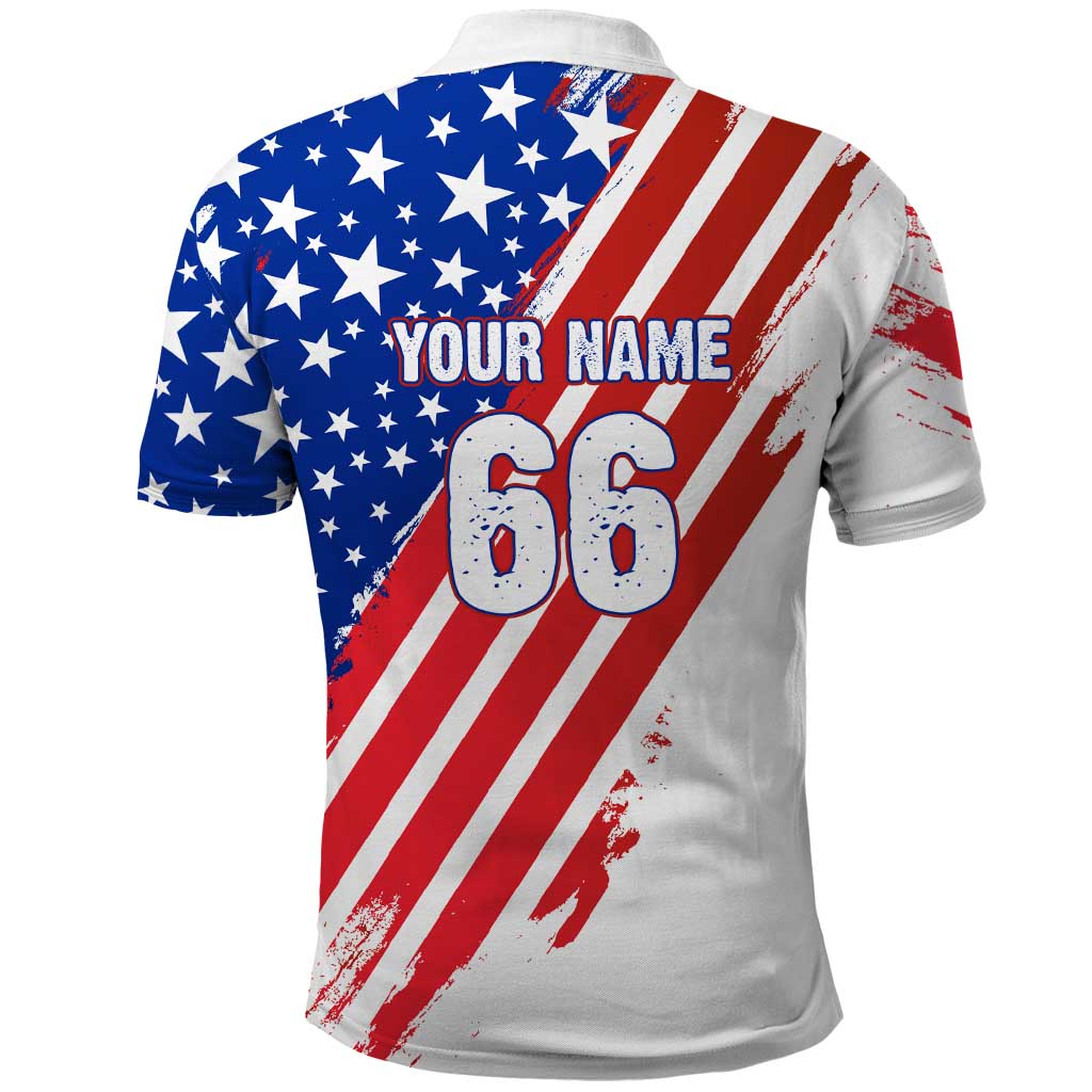 Custom Patriotic Motocross Polo Shirt with American Flag - Wonder Print Shop