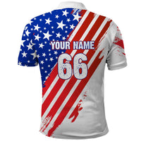 Custom Patriotic Motocross Polo Shirt with American Flag - Wonder Print Shop