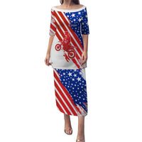 Custom Patriotic Motocross Puletasi with American Flag - Wonder Print Shop