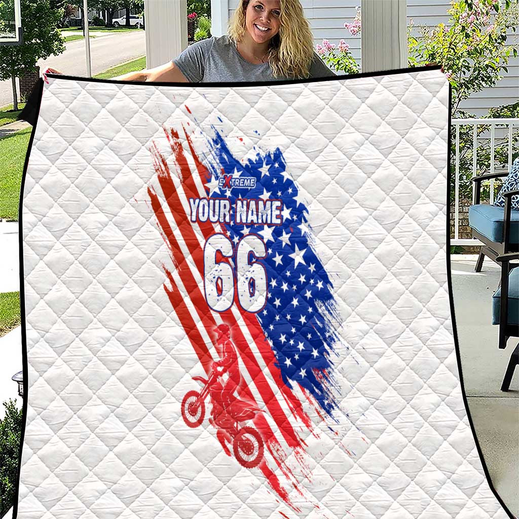 Custom Patriotic Motocross Quilt with American Flag - Wonder Print Shop