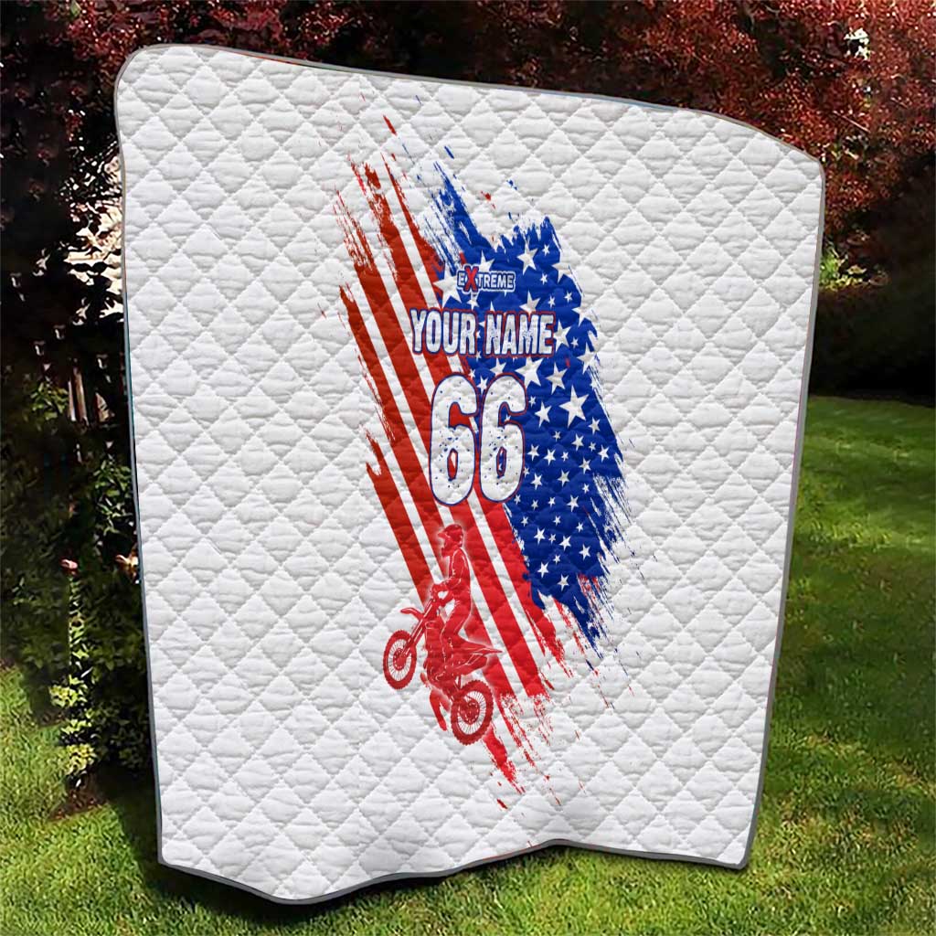 Custom Patriotic Motocross Quilt with American Flag - Wonder Print Shop