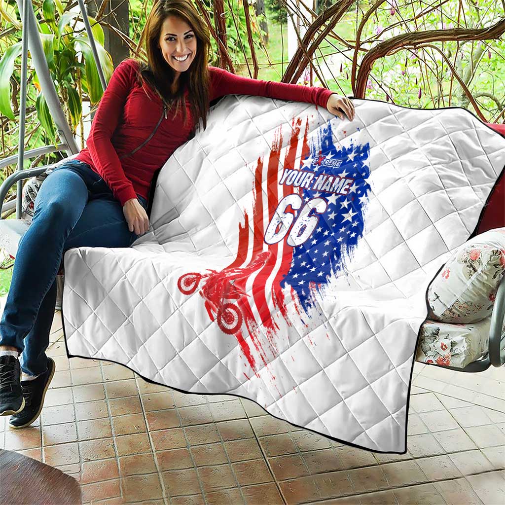 Custom Patriotic Motocross Quilt with American Flag - Wonder Print Shop
