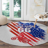 Custom Patriotic Motocross Round Carpet with American Flag - Wonder Print Shop