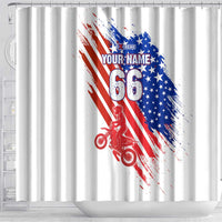 Custom Patriotic Motocross Shower Curtain with American Flag - Wonder Print Shop