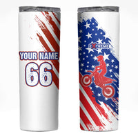 Custom Patriotic Motocross Skinny Tumbler with American Flag - Wonder Print Shop