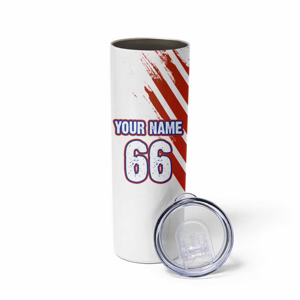 Custom Patriotic Motocross Skinny Tumbler with American Flag - Wonder Print Shop