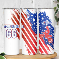 Custom Patriotic Motocross Skinny Tumbler with American Flag - Wonder Print Shop