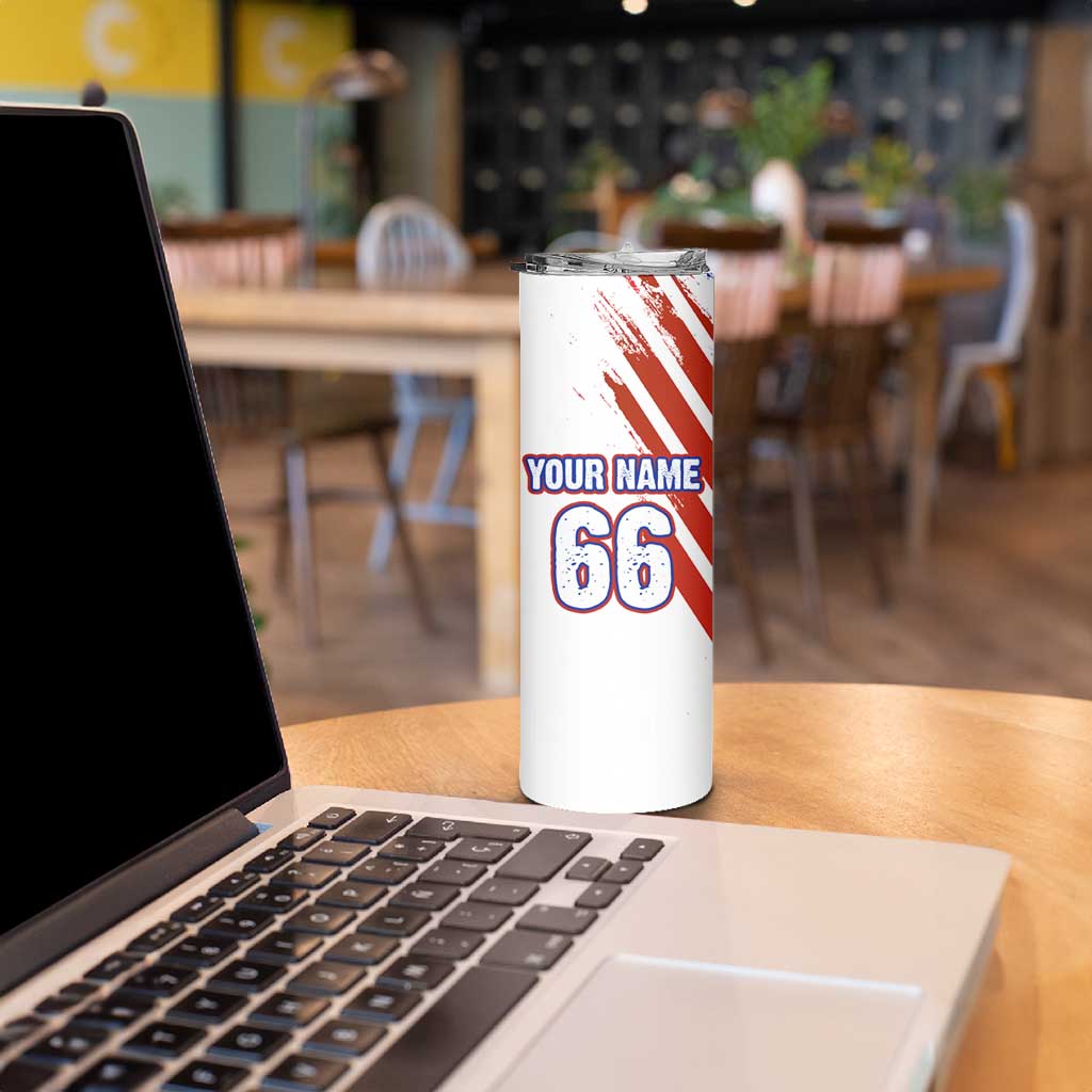 Custom Patriotic Motocross Skinny Tumbler with American Flag - Wonder Print Shop