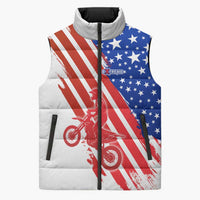 Custom Patriotic Motocross Sleeveless Puffer Jacket with American Flag - Wonder Print Shop