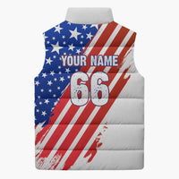 Custom Patriotic Motocross Sleeveless Puffer Jacket with American Flag - Wonder Print Shop