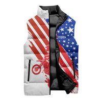 Custom Patriotic Motocross Sleeveless Puffer Jacket with American Flag - Wonder Print Shop