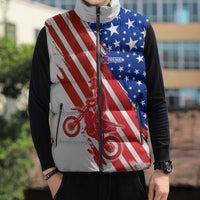 Custom Patriotic Motocross Sleeveless Puffer Jacket with American Flag - Wonder Print Shop