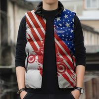 Custom Patriotic Motocross Sleeveless Puffer Jacket with American Flag - Wonder Print Shop