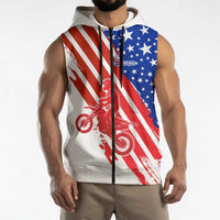 Custom Patriotic Motocross Sleeveless Zip Hoodie with American Flag - Wonder Print Shop