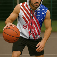 Custom Patriotic Motocross Sleeveless Zip Hoodie with American Flag - Wonder Print Shop