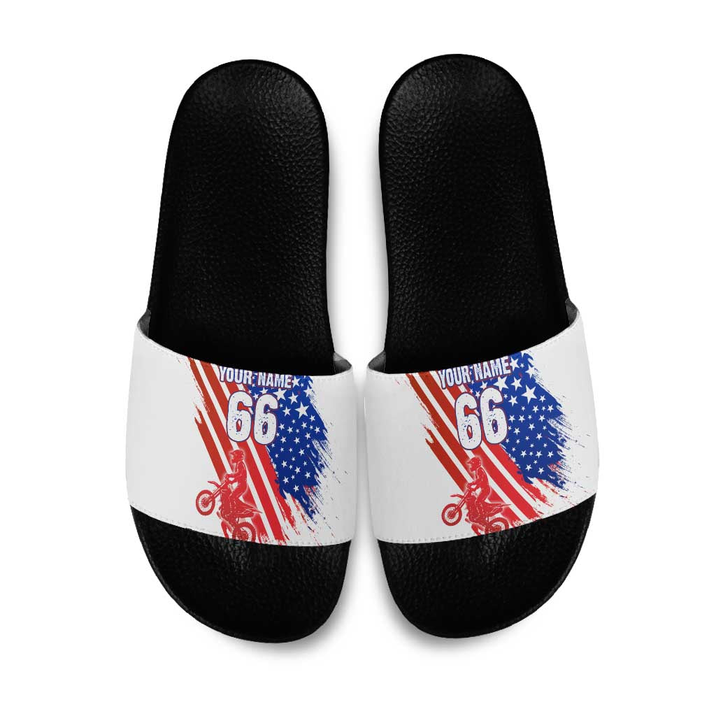 Custom Patriotic Motocross Slide Sandals with American Flag - Wonder Print Shop