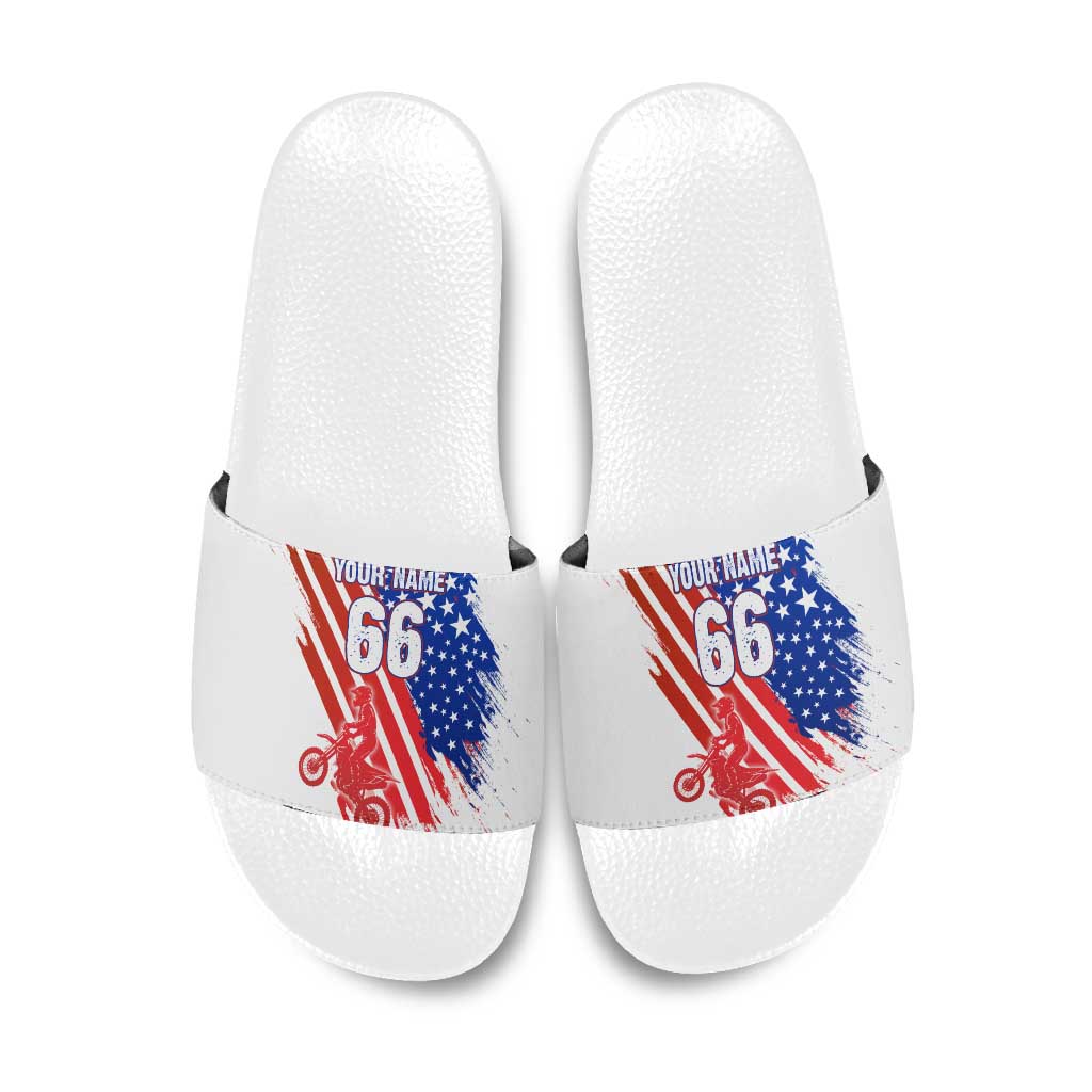 Custom Patriotic Motocross Slide Sandals with American Flag - Wonder Print Shop