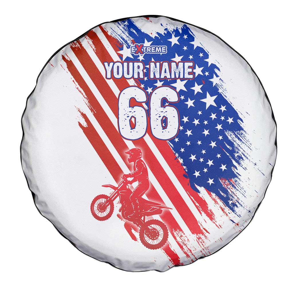 Custom Patriotic Motocross Spare Tire Cover with American Flag - Wonder Print Shop