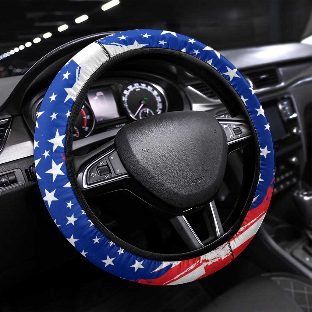 Patriotic Motocross Steering Wheel Cover with American Flag - Wonder Print Shop