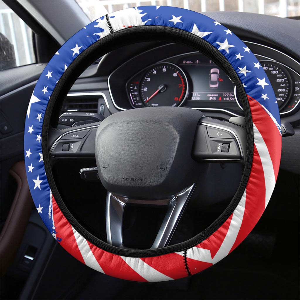 Patriotic Motocross Steering Wheel Cover with American Flag - Wonder Print Shop