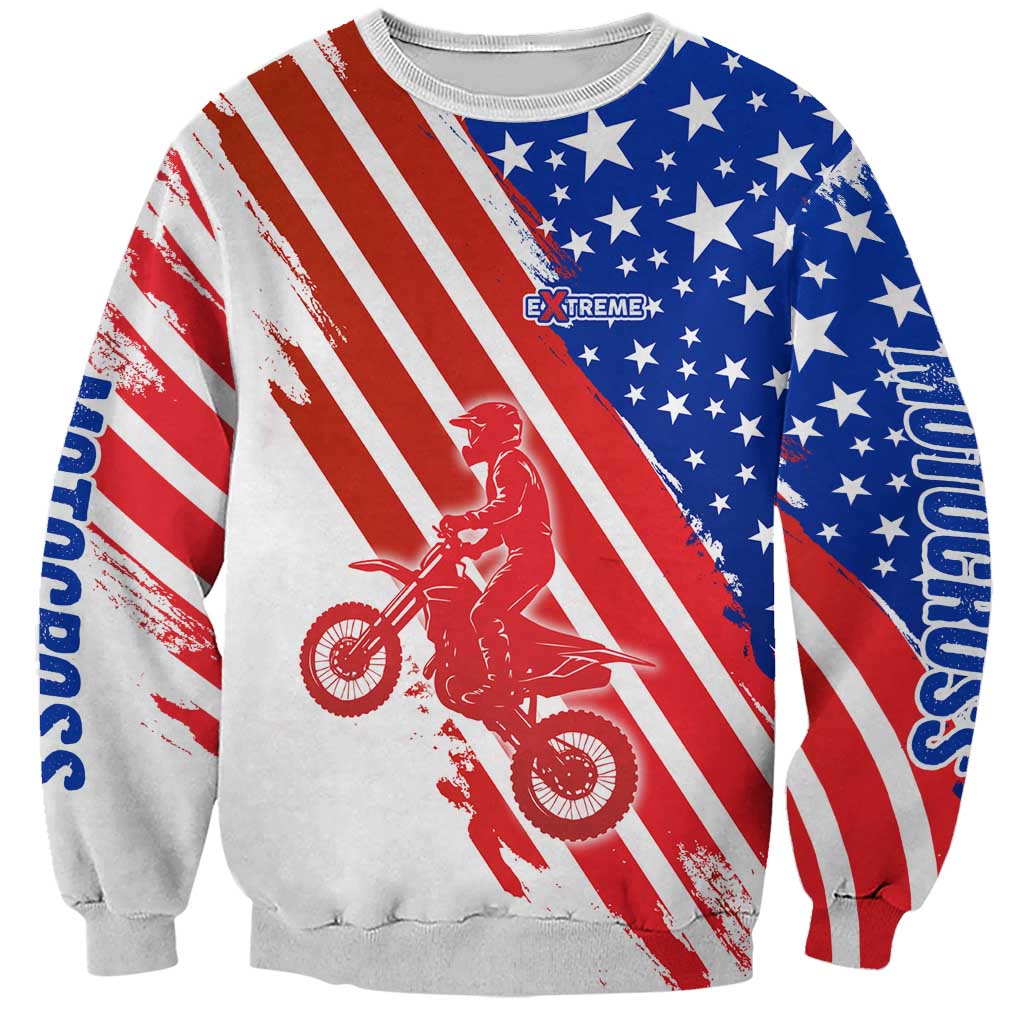 Custom Patriotic Motocross Sweatshirt with American Flag - Wonder Print Shop