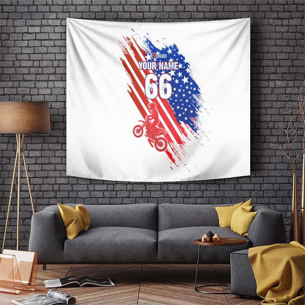 Custom Patriotic Motocross Tapestry with American Flag - Wonder Print Shop