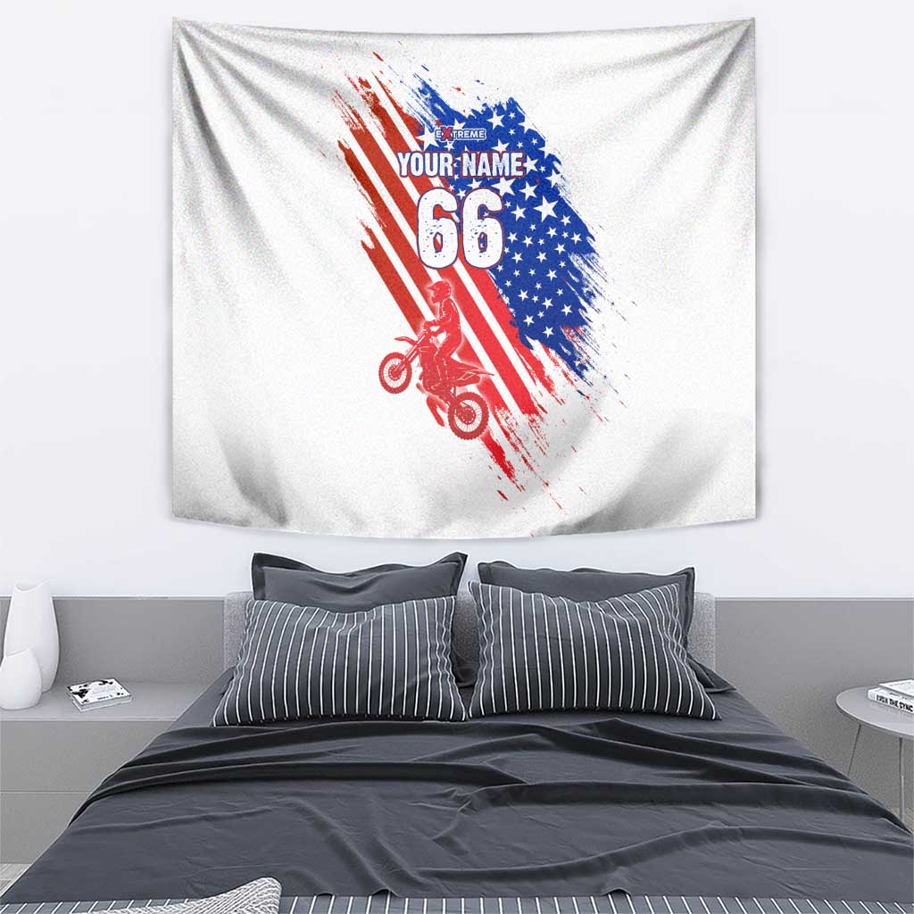 Custom Patriotic Motocross Tapestry with American Flag - Wonder Print Shop