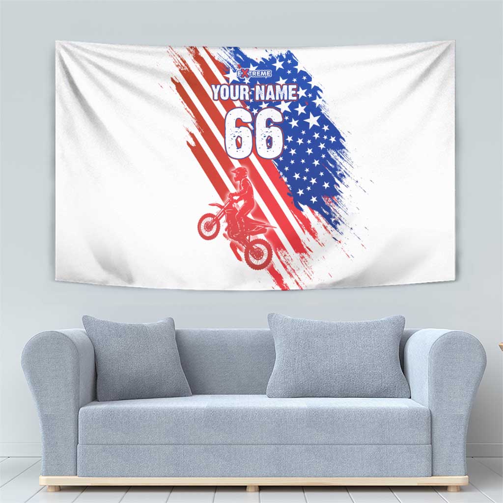 Custom Patriotic Motocross Tapestry with American Flag - Wonder Print Shop