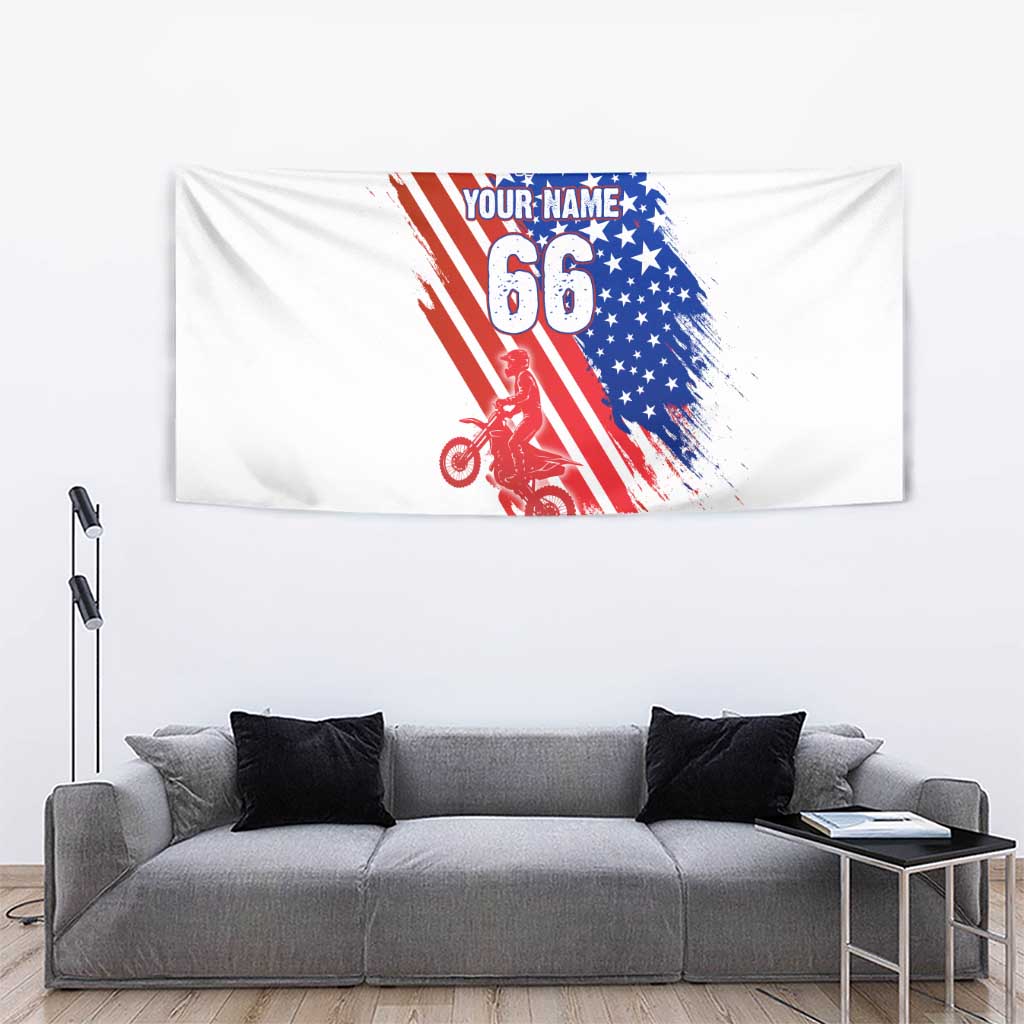 Custom Patriotic Motocross Tapestry with American Flag - Wonder Print Shop